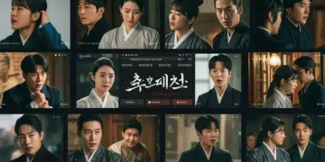 Vibrant collage of 2026 Korean drama scenes with popular actors