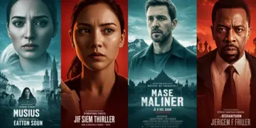 Captivating collage of four critically acclaimed international thriller movie posters, hinting at suspense and global mystery.