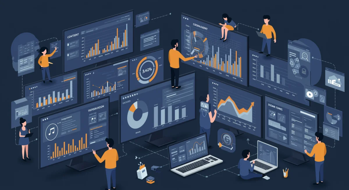 Data analytics dashboard showing audience engagement metrics for streaming content optimization.