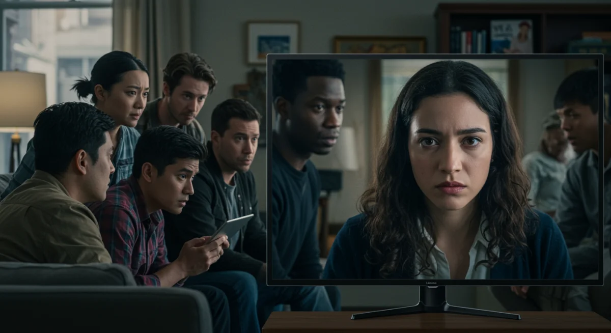 Diverse audience watching international series