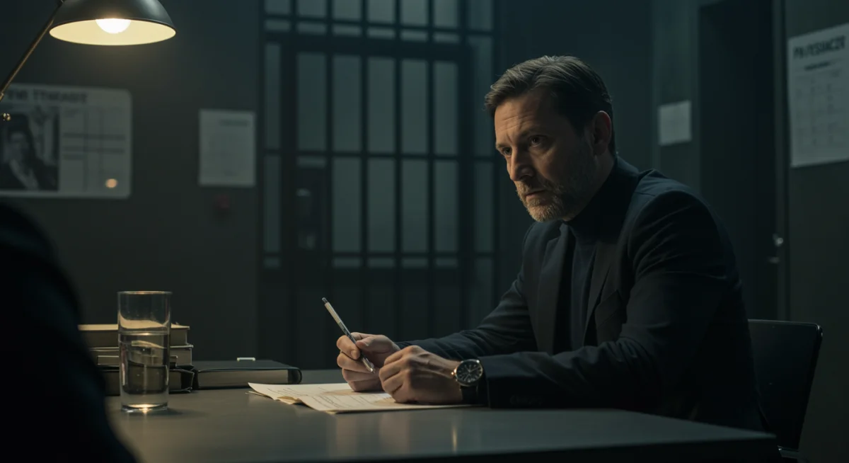 Intense scene from a European crime drama