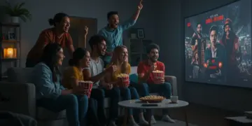 Friends enjoying global series together, learning cultural lessons