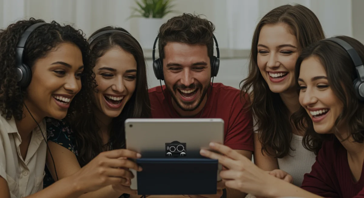 Friends watching international series together on a tablet