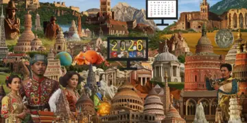 Vibrant collage of global cultures and drama, symbolizing cultural immersion through international series for 2026.
