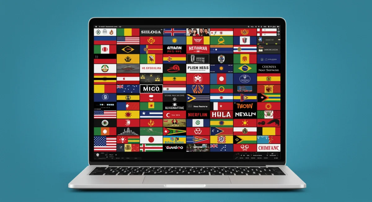 International flags and streaming logos symbolizing global content