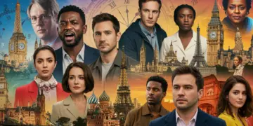 Dynamic collage of diverse international TV series, urgent premiere alert