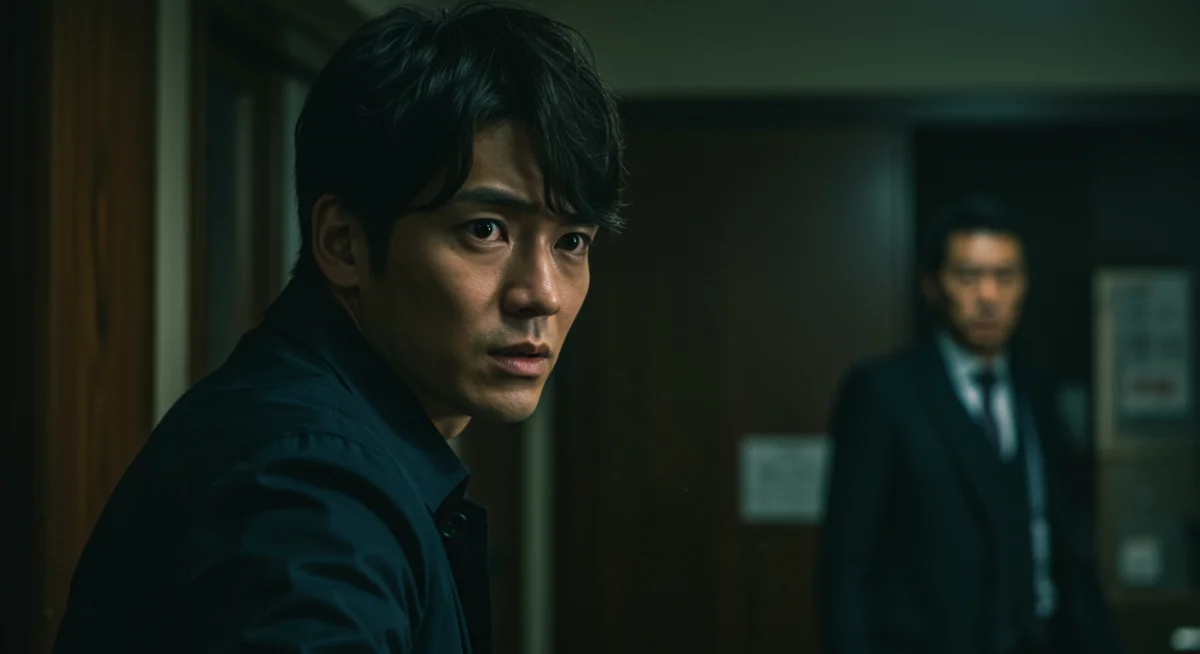 Intense scene from a Japanese thriller series