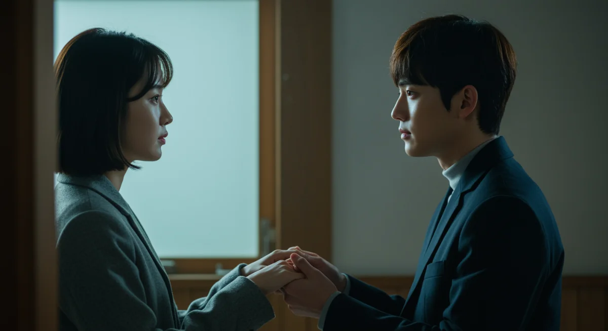 Subtle romantic moment between two characters in a Korean drama