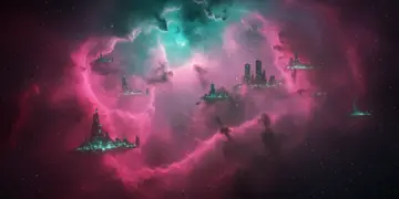 Nebula with futuristic city, representing sci-fi drama trends