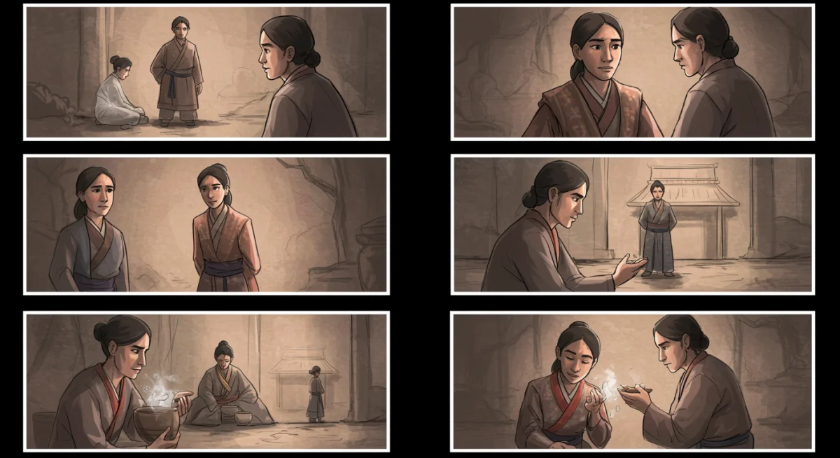 Storyboard illustrating cultural adaptation in script development