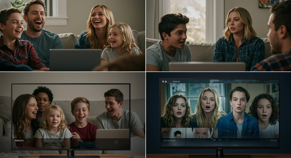 American families watching European series on streaming platforms, enjoying diverse narratives